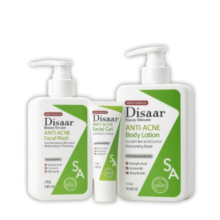 Disaar Anti-Acne Skincare Bundle – Facial Wash, Gel & Body Lotion