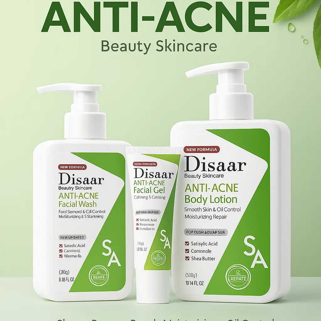 Disaar Anti-Acne Skincare Bundle – Facial Wash, Gel & Body Lotion - Image 3